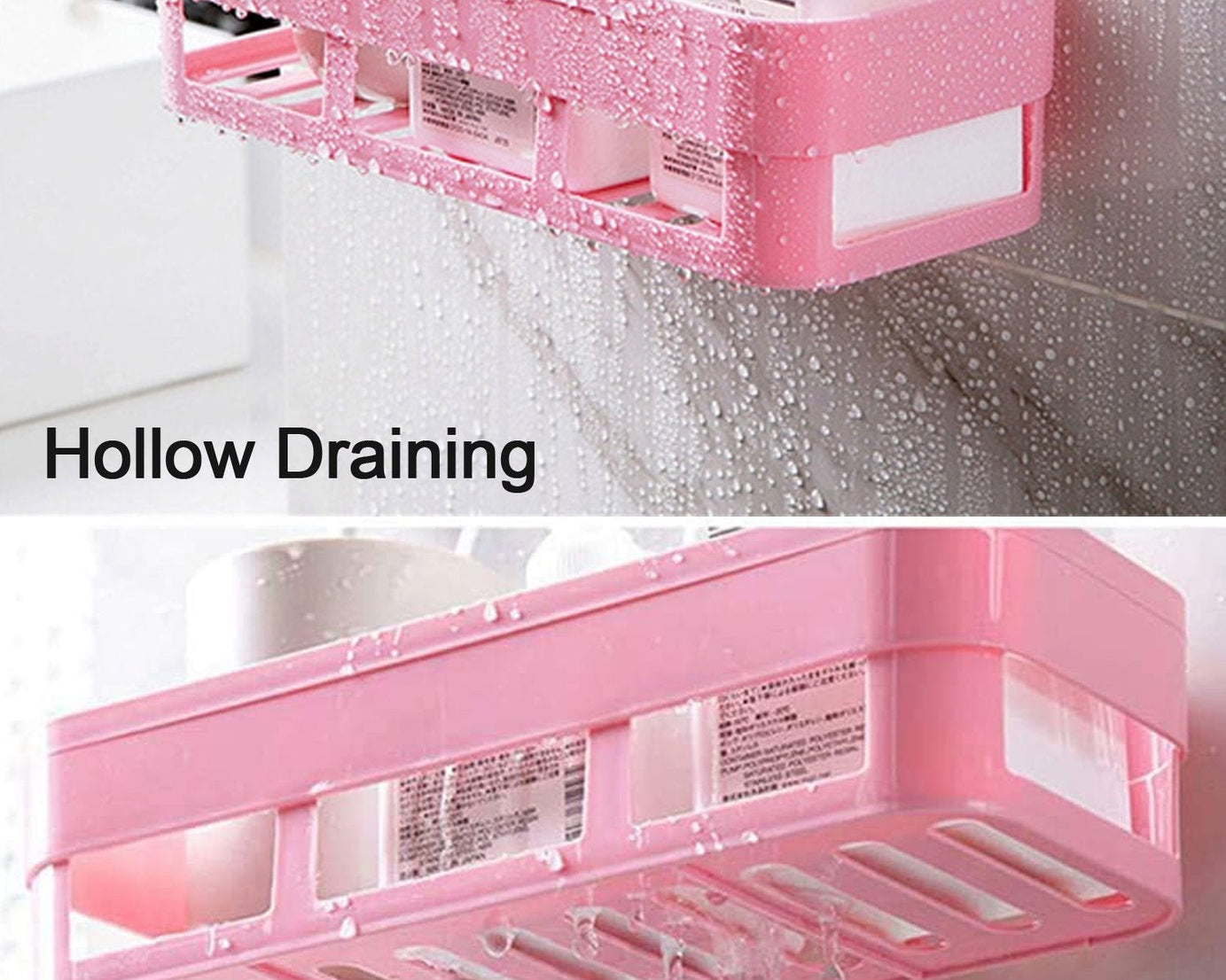 Shower shelf with suction cup, plastic corner rack