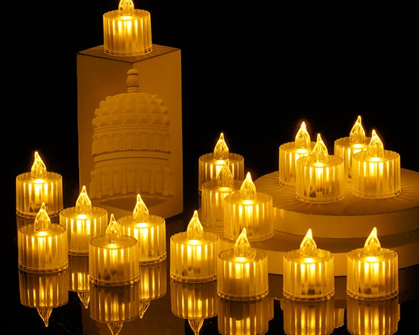 12 Pcs Flameless and Smokeless Decorative Acrylic Candles Transparent Led Tea Light Candle for Gifting, House, Diwali, Christmas, Festival, Events Decor Candles