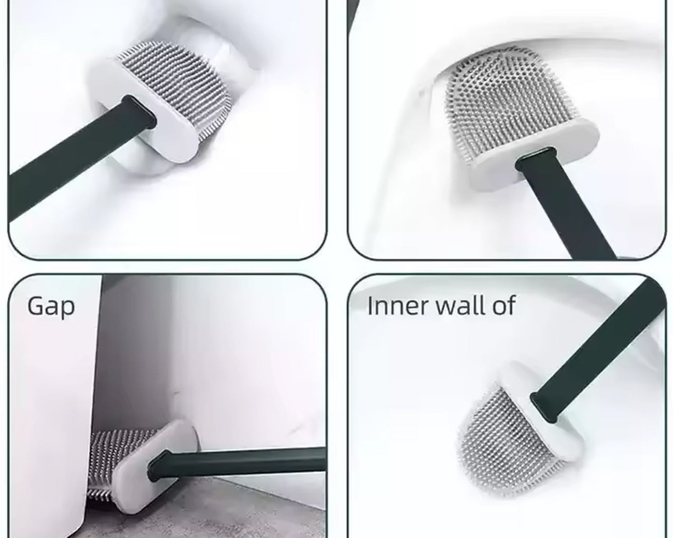 Portable Silicone Toilet Brush with Holder Flex Toilet Brush - Wall Mounted Anti-drip Set Toilet Cleaner Brush | Non-Slip Long Handle Toilet Brush Pack of 1