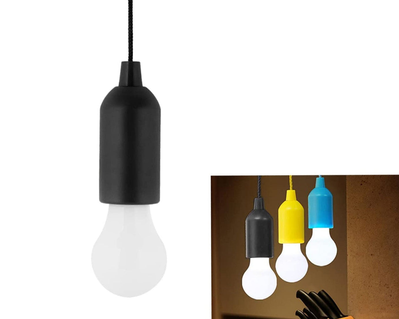 12899 1pcs LED Bulbs Pull Cord Light LED Pull Cord Light Hanging LED Bulb Pull Wire Drawstring Light Bulb Black LED Pendant Lights