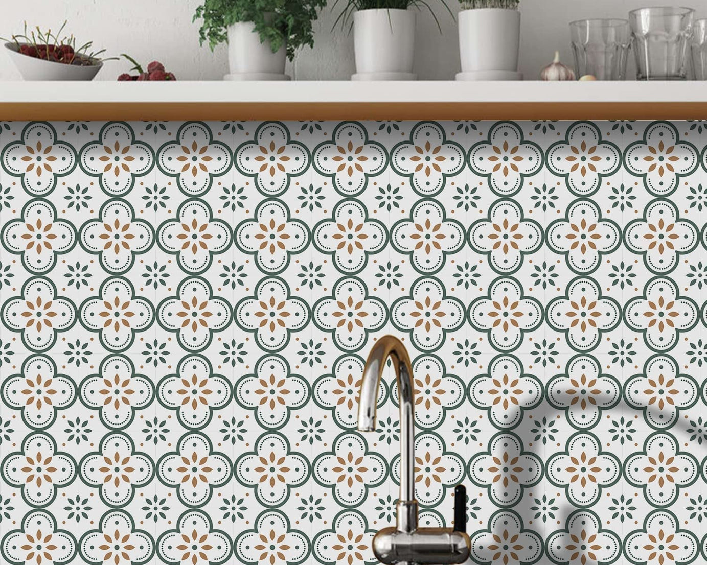 Peel and Stick Floor Tiles Kitchen / Bathroom Backsplash Sticker Detachable Waterproof DIY Tile Stickers for Wall Decoration Tiles Home Decoration (8x8 Inch / 10 Pcs Set)