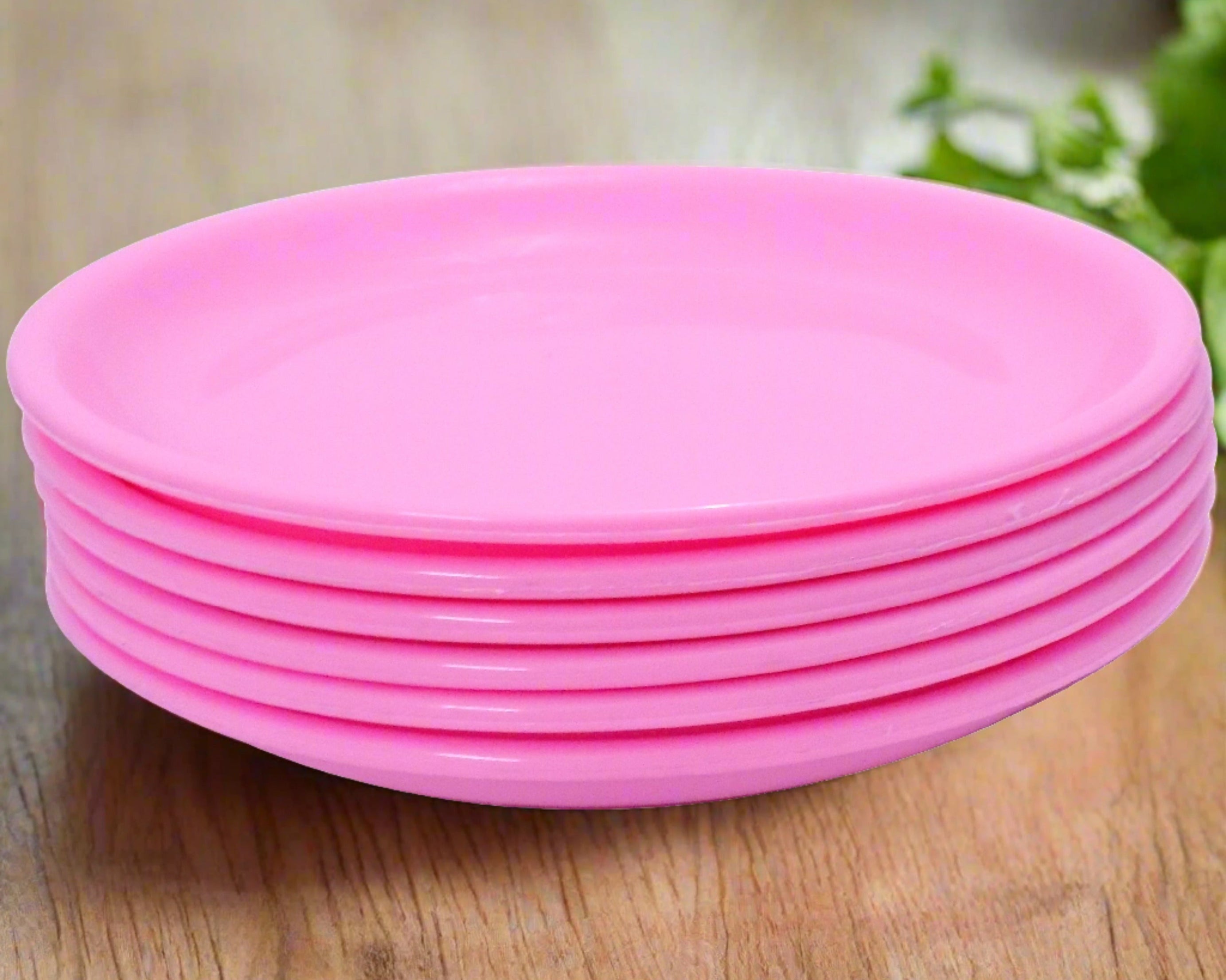 Set of six round mini soup plates with a simple design.