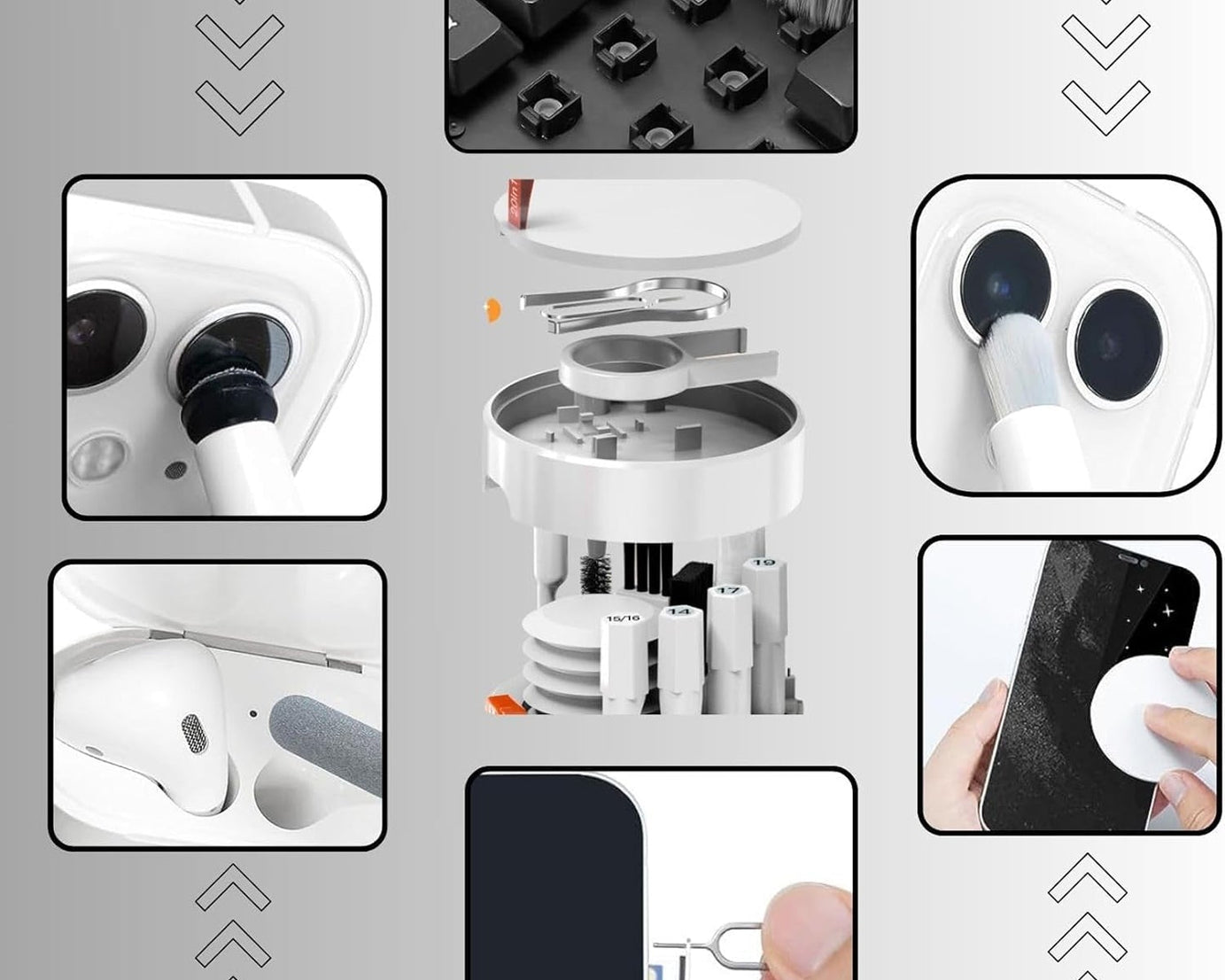 Keyboard Cleaner Kit, 20-in-1 Laptop Phone Screen Cleaning Kit, Keyboard Cleaning Kit with Electronic Cleaning Brush Spray for AirPods Pro, iPad, iPhone Pro, Camera, Computer Cleaning 