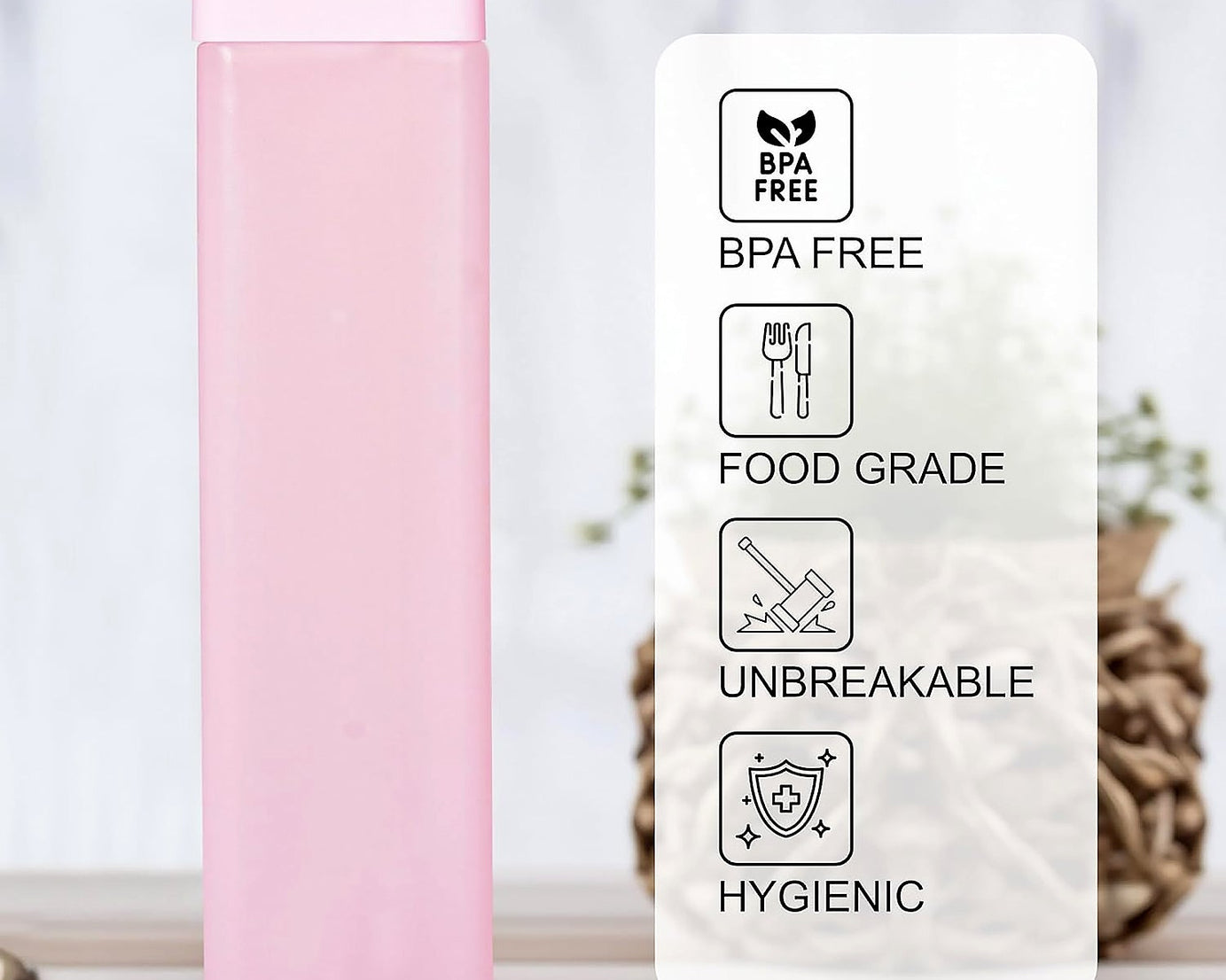 Large Capacity Plastic Water Bottle | Office Bottle | Gym Bottle | Home | Kitchen | Leakproof and BPA Free Drinks Bottle | Square Water Drink Juice Bottle Wide-Mouth BPA Free Leak-Free Lightweight (1 pc / Mix Color / 1000 ML Approx)