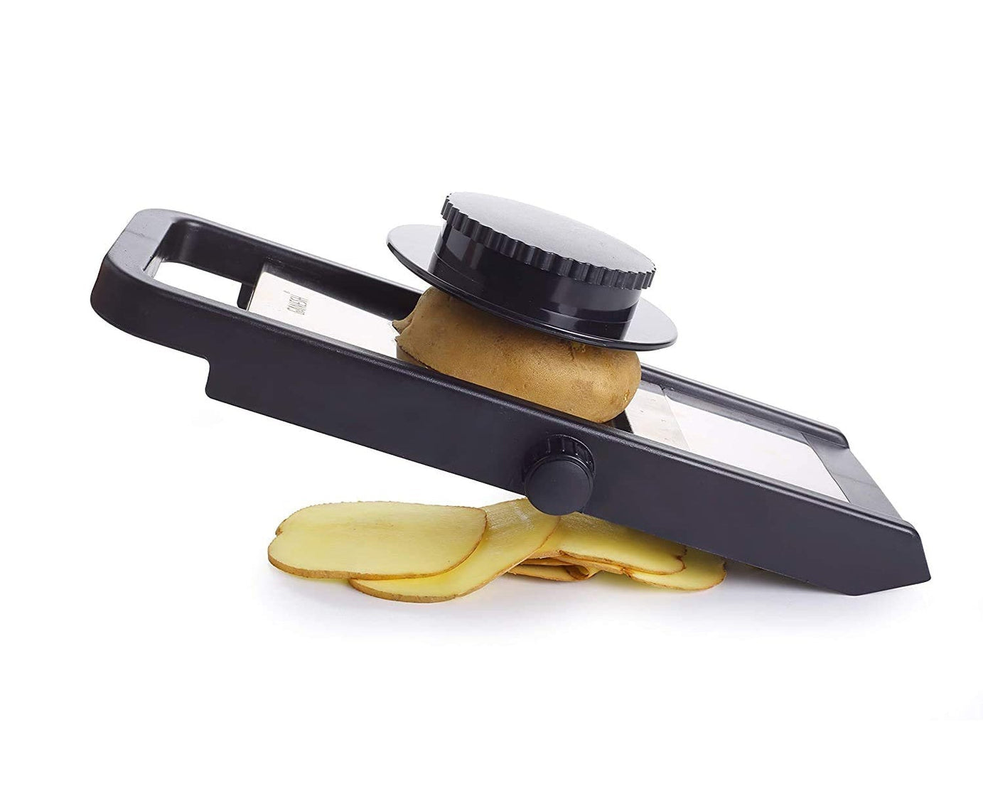Ganesh adjustable plastic slicer, black and silver, 1 piece.
