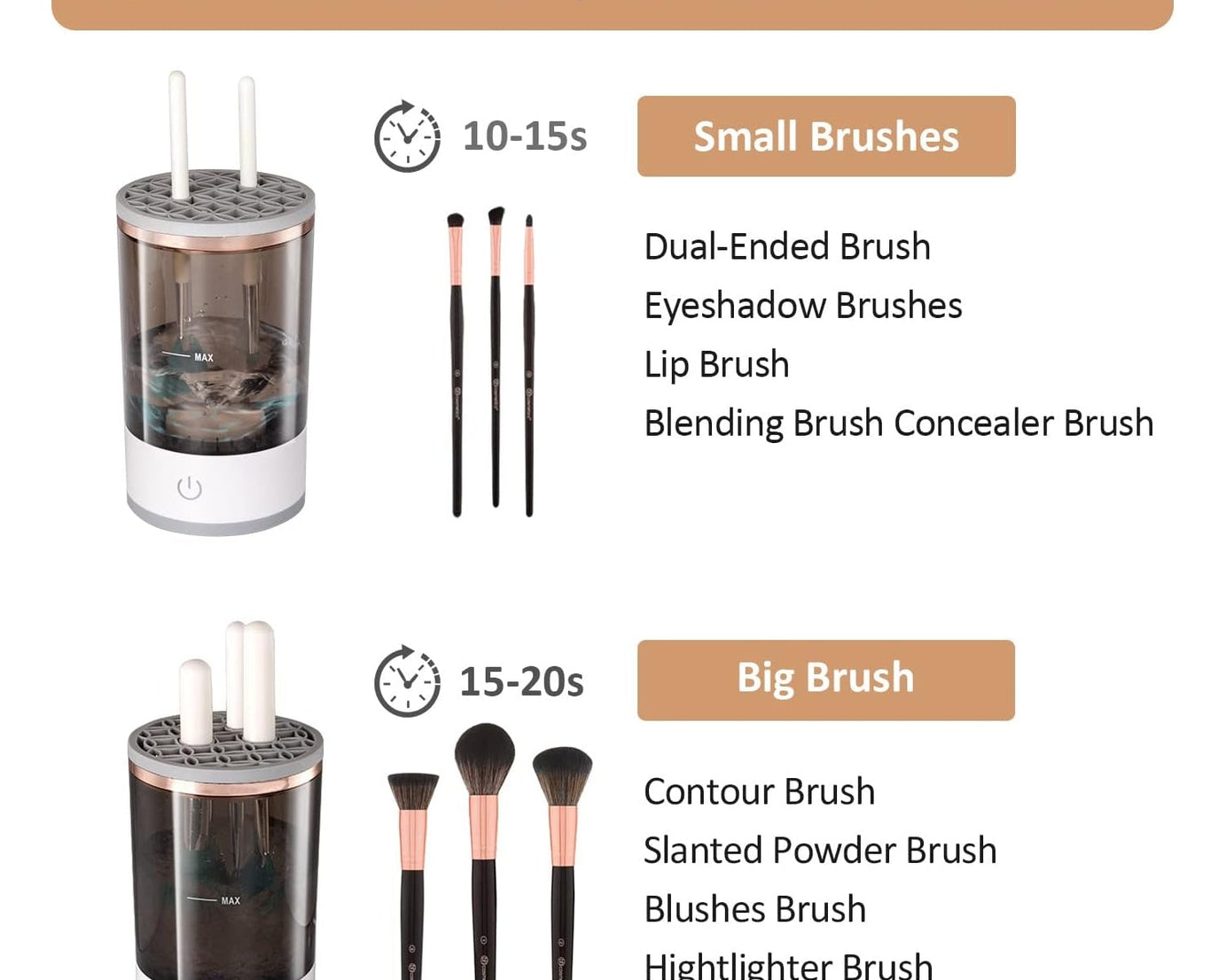 Automatic Makeup Brush Cleaner Fast Electric Brush Cleaner Hand Free Machine Super Clean Brush Washer & Brushes Organizer Tool (1 Pc)