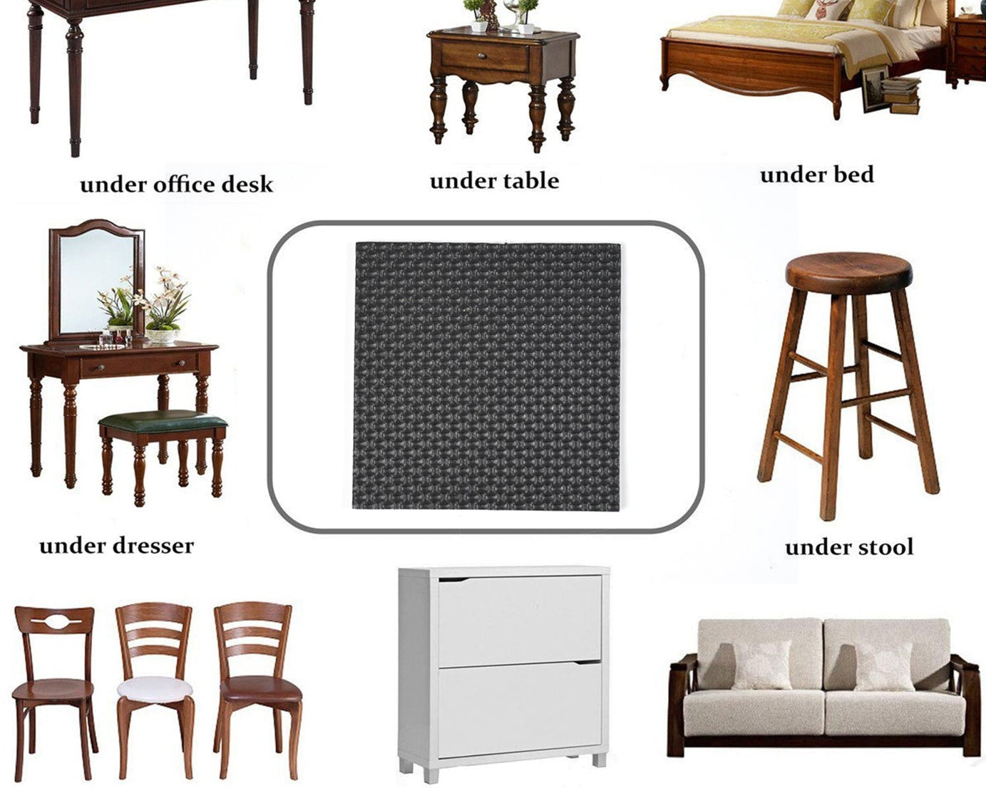 Square furniture pad, self-adhesive, pack of 1