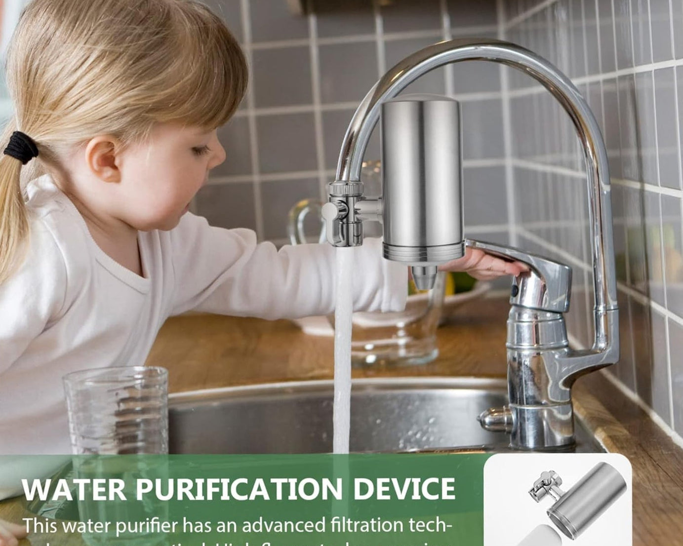 304 Stainless Steel Faucet Mount Water Filter, Water Purifier (1 Set)