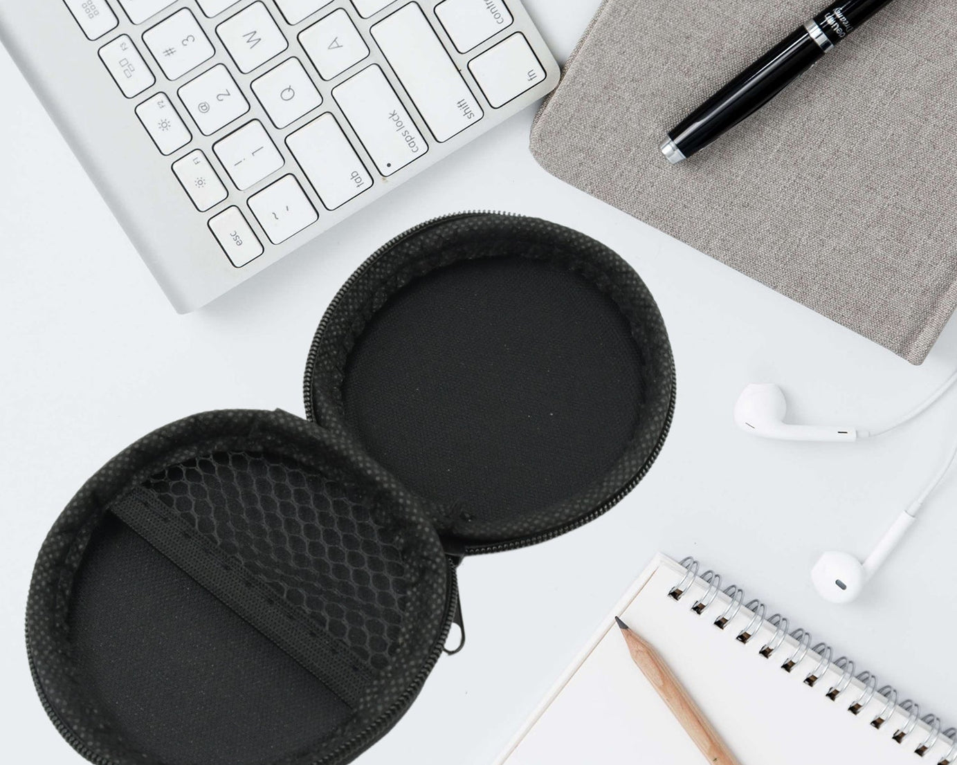 Cute Round Earphone Carrying Case - Multi-Use Pocket Pouch for Headphones, Cables, Coins, Airpods & More