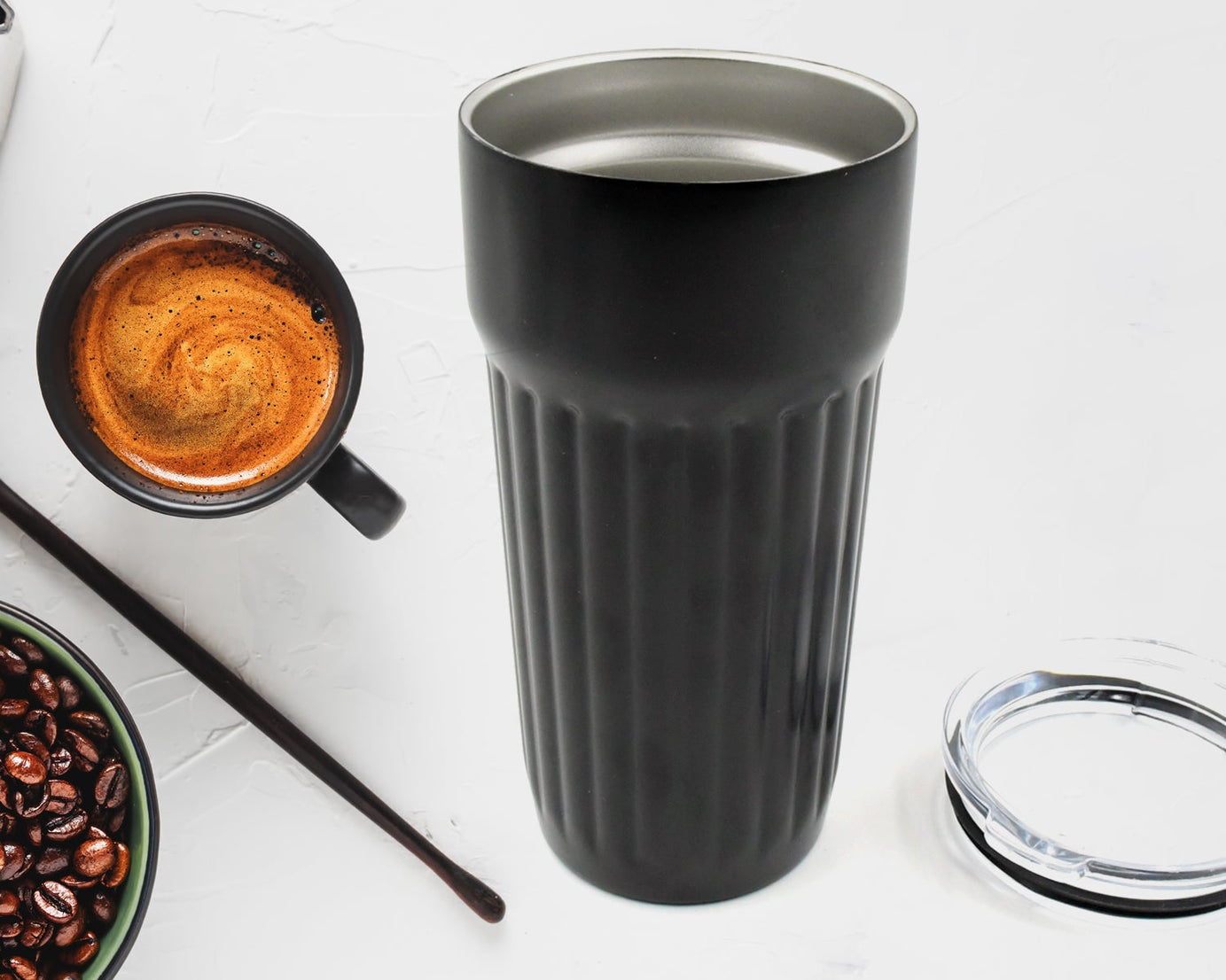 Stainless Steel Vacuum Insulated Travel Mug with Lid (1 Pc) - Coffee, Tea