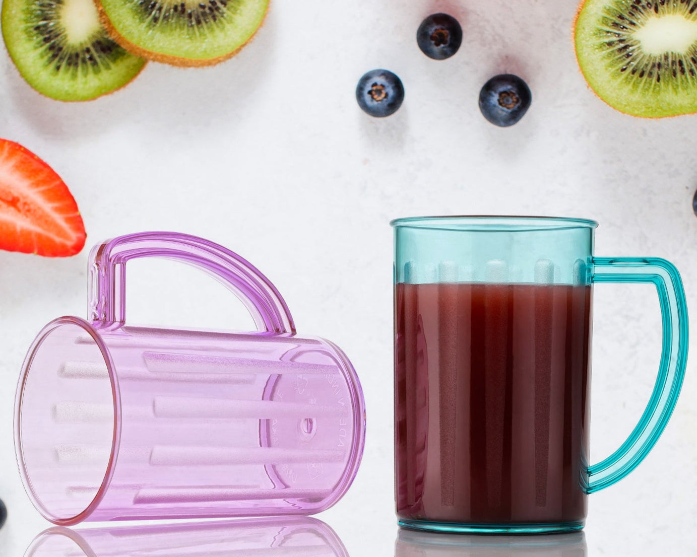 Stylish Juice Glass With Handle, Water Glass, Beer Glass, Milk Shake Glass, Multipurpose Glass Plastic Beer Mug, Unbreakable Beer Tasting Glasses, Clear Juice Glasses Suitable for Kids (2 pc)