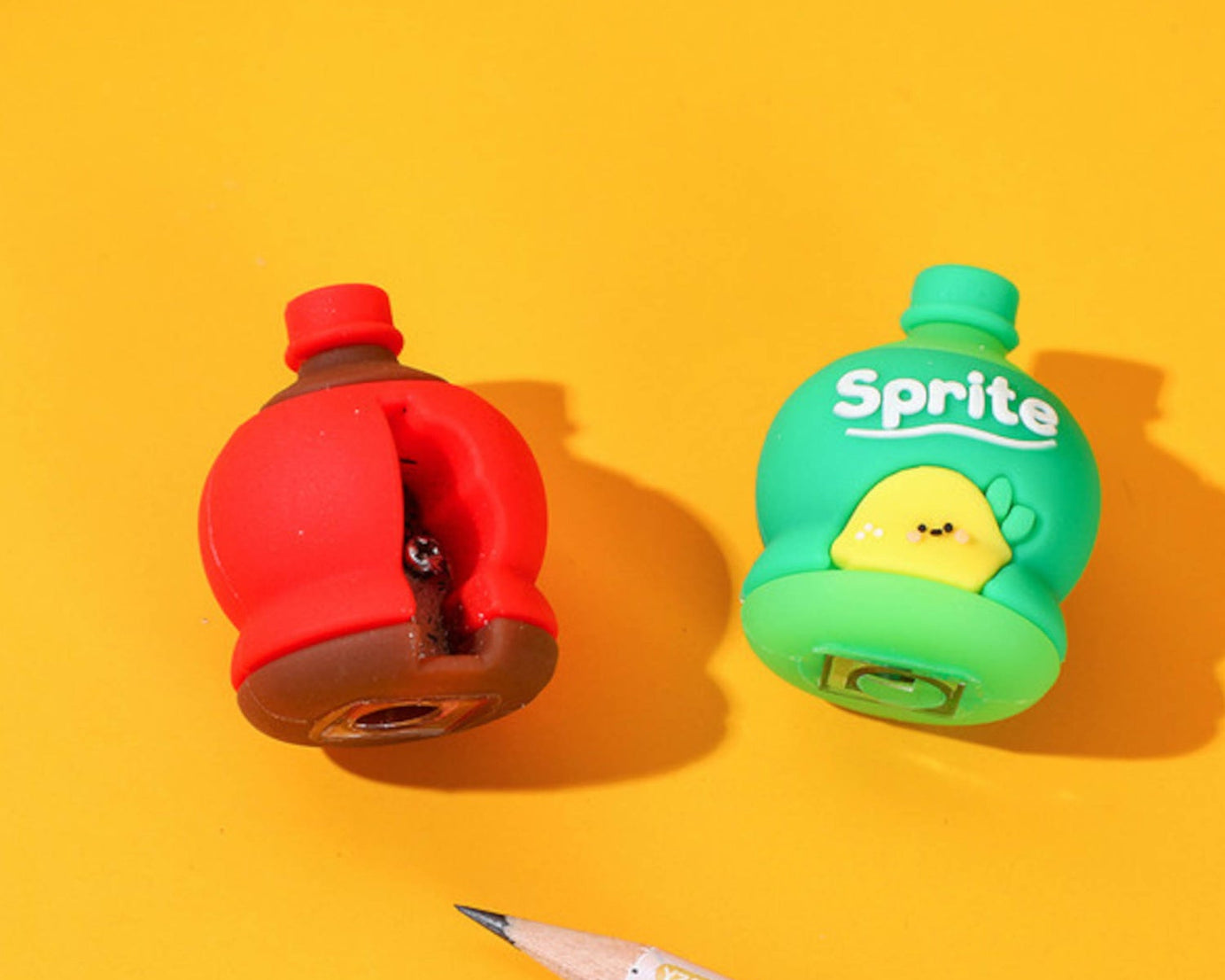 2-in-1 3D Cold Drink Bottle Shape Rubber Pencil Sharpener and Eraser Set, Stationery for Kids School Boys Girls, Birthday Return Gifts (1 Pc )