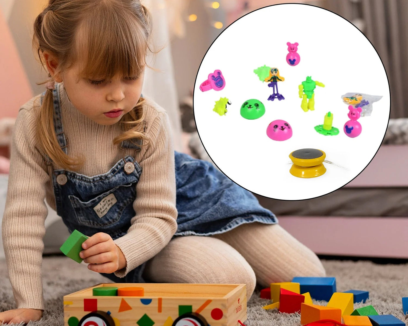 Plastic toys in assorted pouch