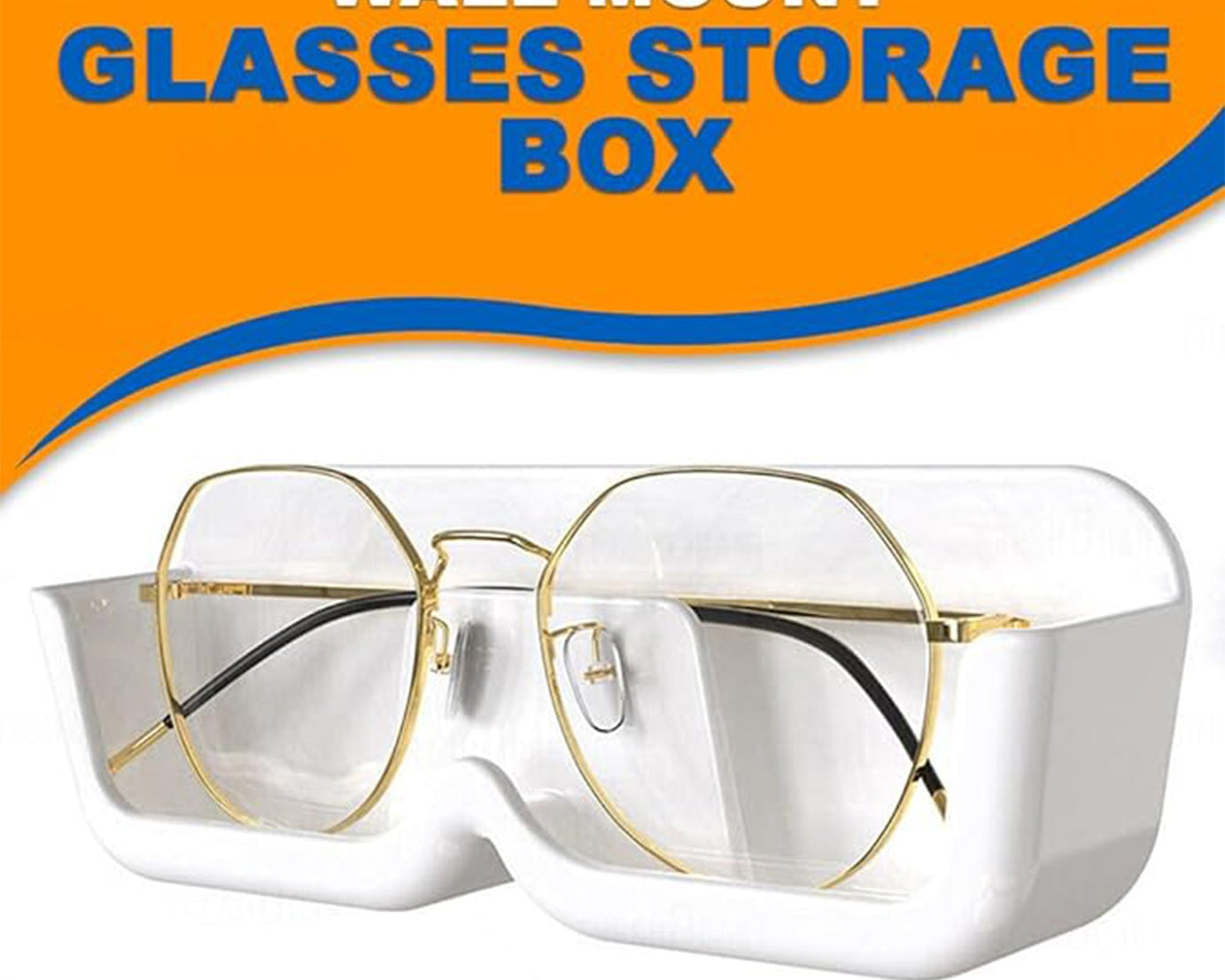 Wall Mount Sunglass Organizer Simple Space Saving Glasses Storage Box Eyewear Stand Holder for Showcase Bedroom Apartment With 2 pc Double Sided Adhesive Sticker (2 Pcs Set)