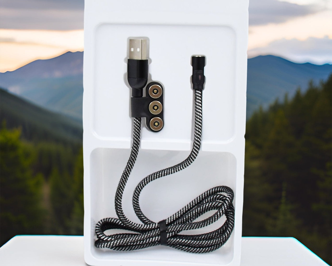 3 in 1 Magnetic USB Charging Cable | USB-c Android and Lightning with Extra Protecting Nylon| Strong Magnetic Cable with Full Rotation Support Fast Charging