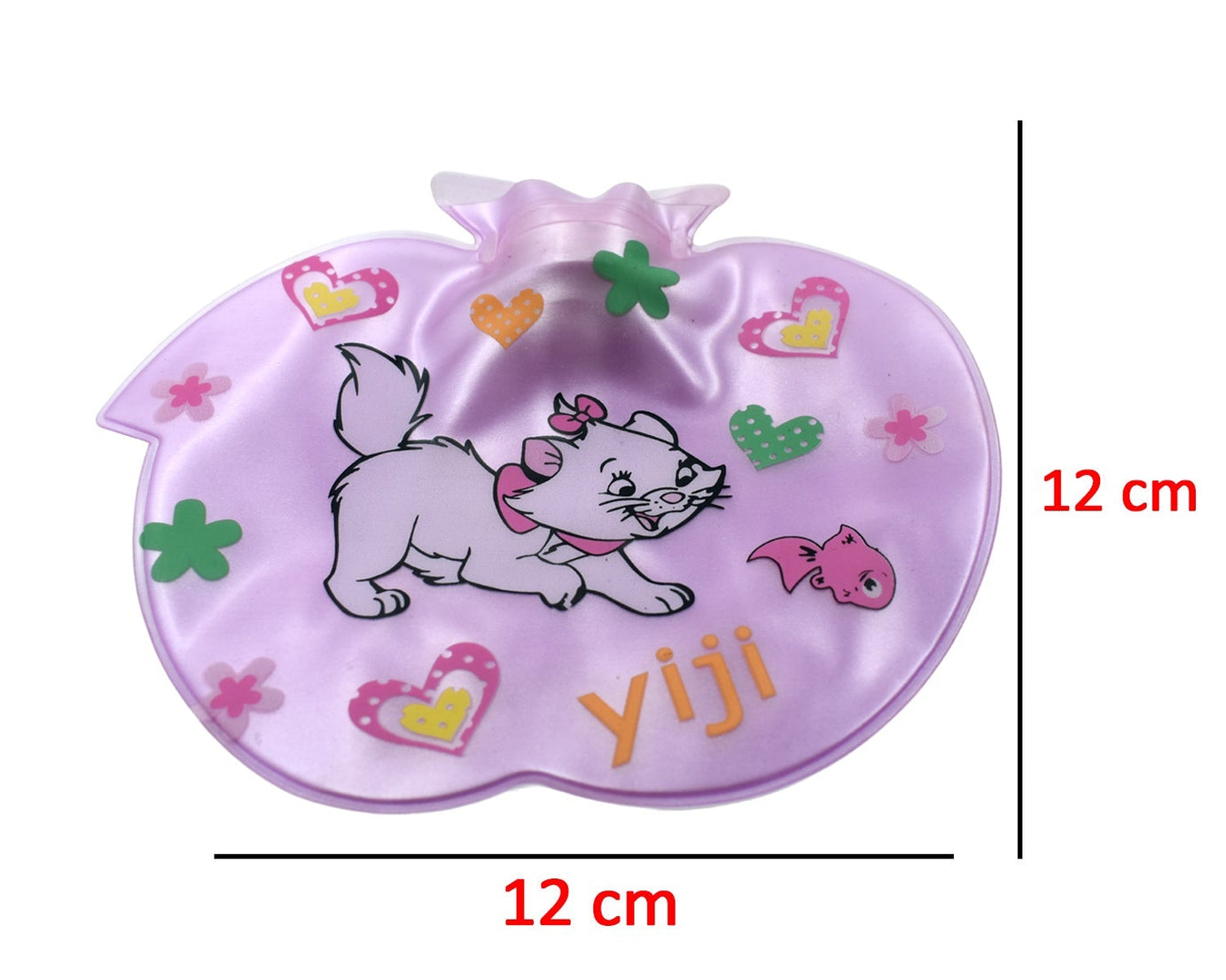 Hot water bottle with apple motif.