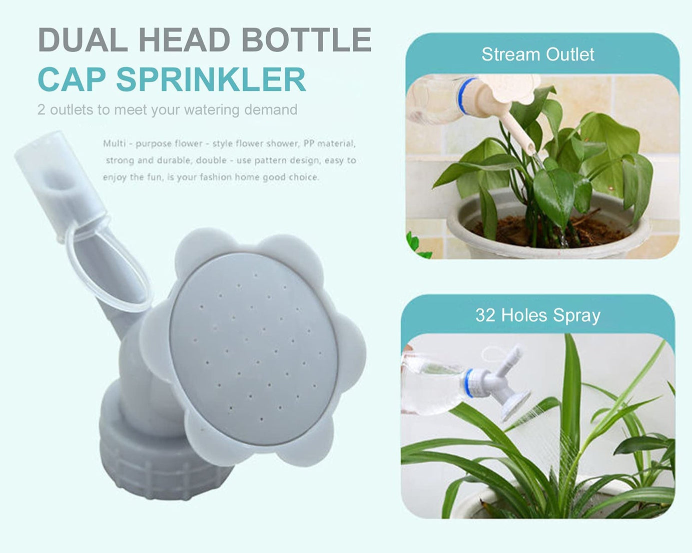Watering spout with dual heads