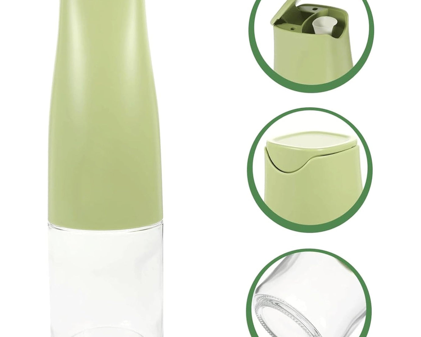 Oil Dispenser, 500ml Cooking Oil Dispensing Cruets, Oil Bottle with Automatic Open Lid, Kitchen Glass Oil Pot, Cooking Oil Bottle for Kitchen Grilling Frying (500 ML)