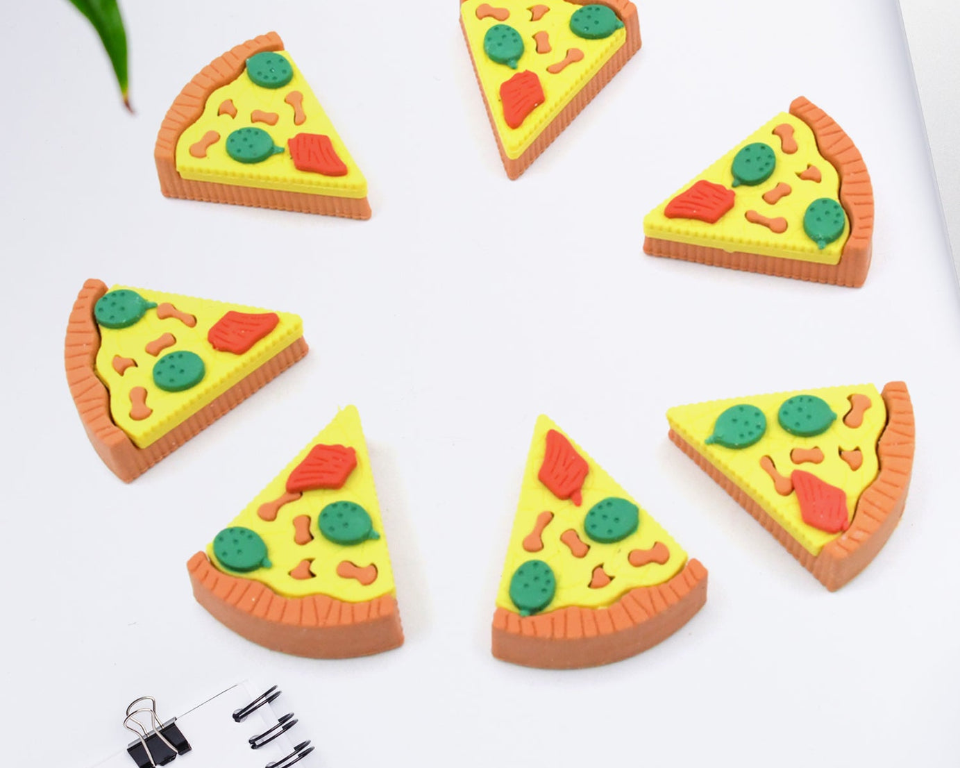 3D Pizza Slices Kids Favourite Food Eraser, Pizza 7 slice eraser for kids Adults fast food lover Stationary Kit Fancy & Stylish Colorful Erasers, for Return Gift, Birthday Party, School Prize