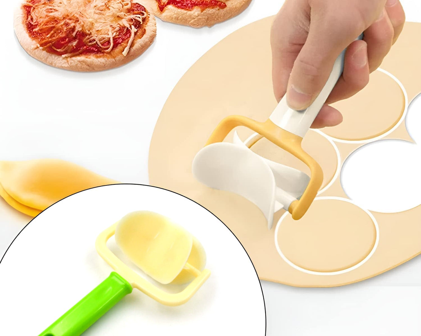 Plastic Round Roll Forming Cutter Cake Ball Tongs and Molds, Puri Cutter, Roller Machine for Baking Tools (1 Pc Mix Color)