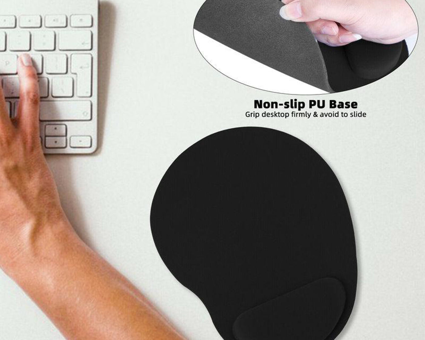 Ergonomic mouse pad with built-in wrist support for comfort