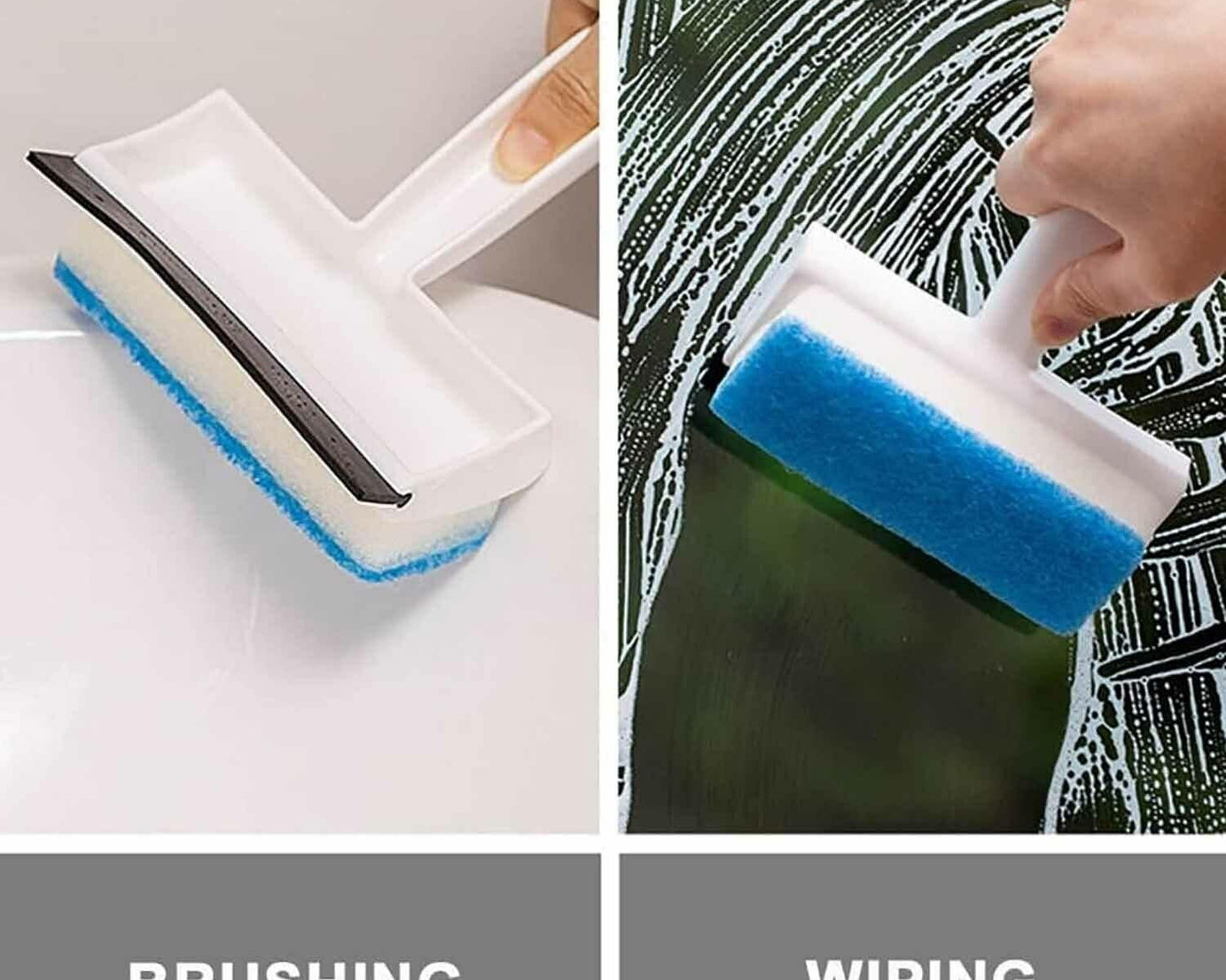 2-in-1 Glass Wiper & Cleaning Brush | Double-Sided Mirror, Tile, and Grout Cleaner for Bathroom & Windows