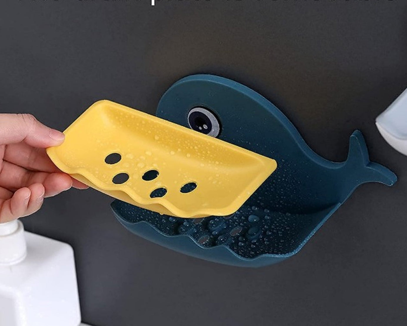 Double-layered fish soap holder, adhesive and waterproof