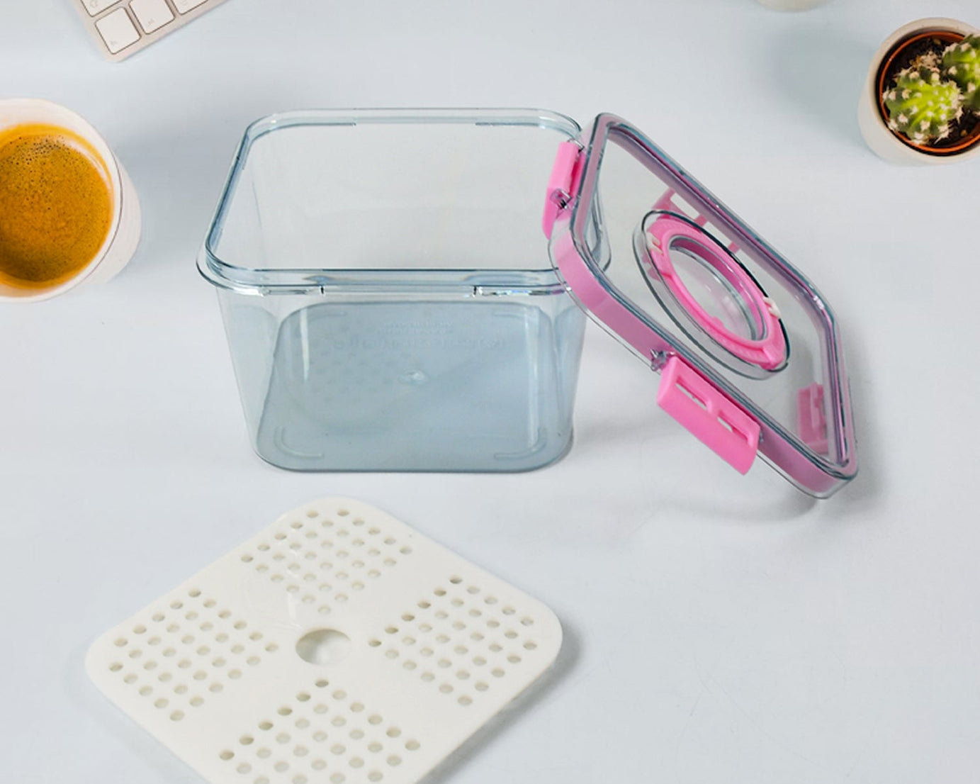 High Quality Plastic Food Storage Container Clear Washable Refrigerator Food Box Food Container Fruit Box Container with Lid (1400 ML)