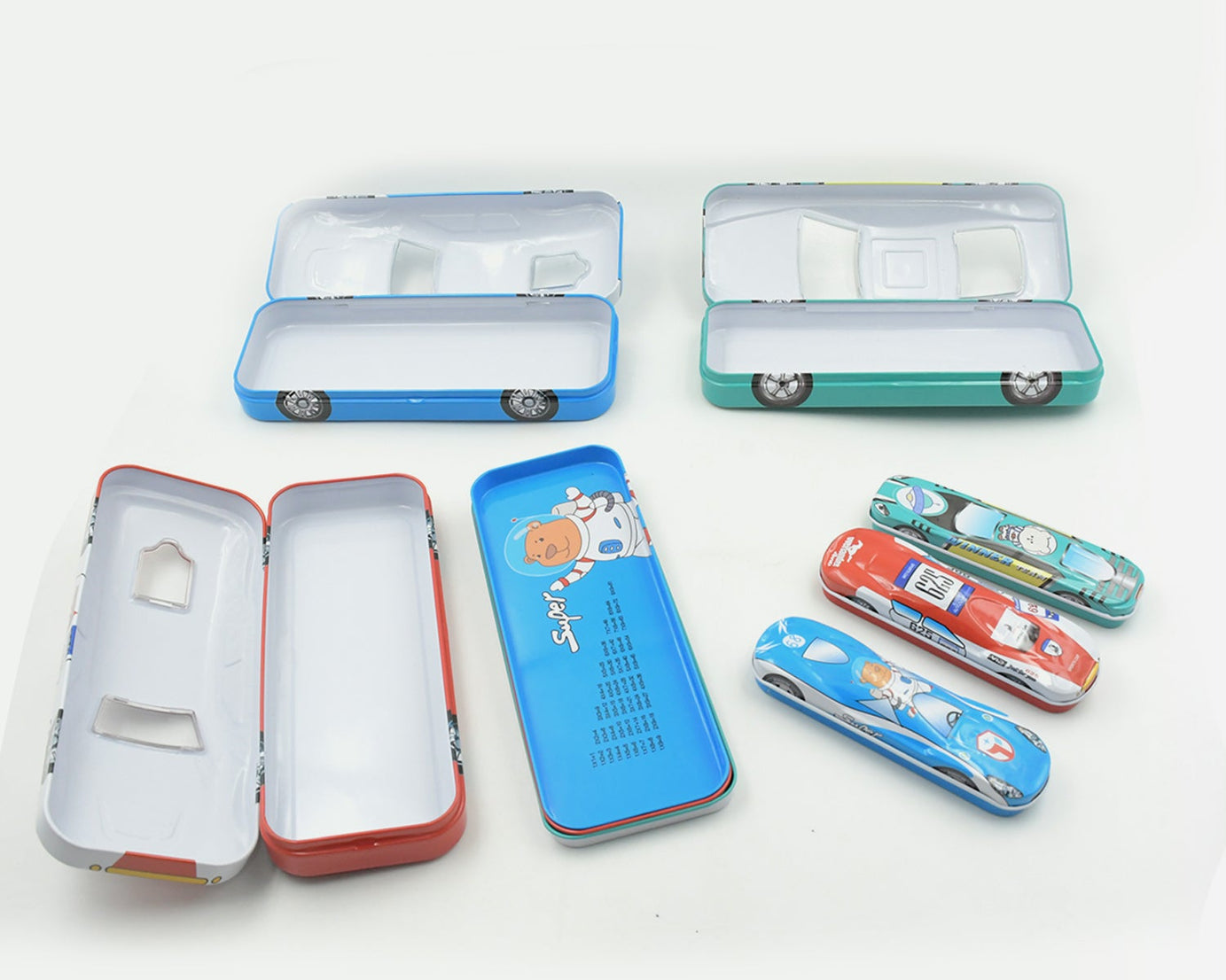 Car-Shaped Metal Compass Box (1 Pc): Pencil Case for Kids, Stationery