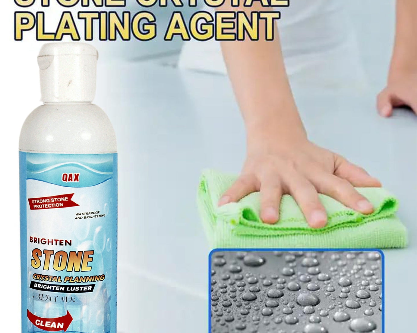 Stone Stain Remover Cleaner, Stone Crystal Plating Agent, Marble Stone Cleaner Polishes, Crystal Plating for Kitchen, Patio, Backyard Marble Cleaner and Polish (75 ML Approx / 1 pc)