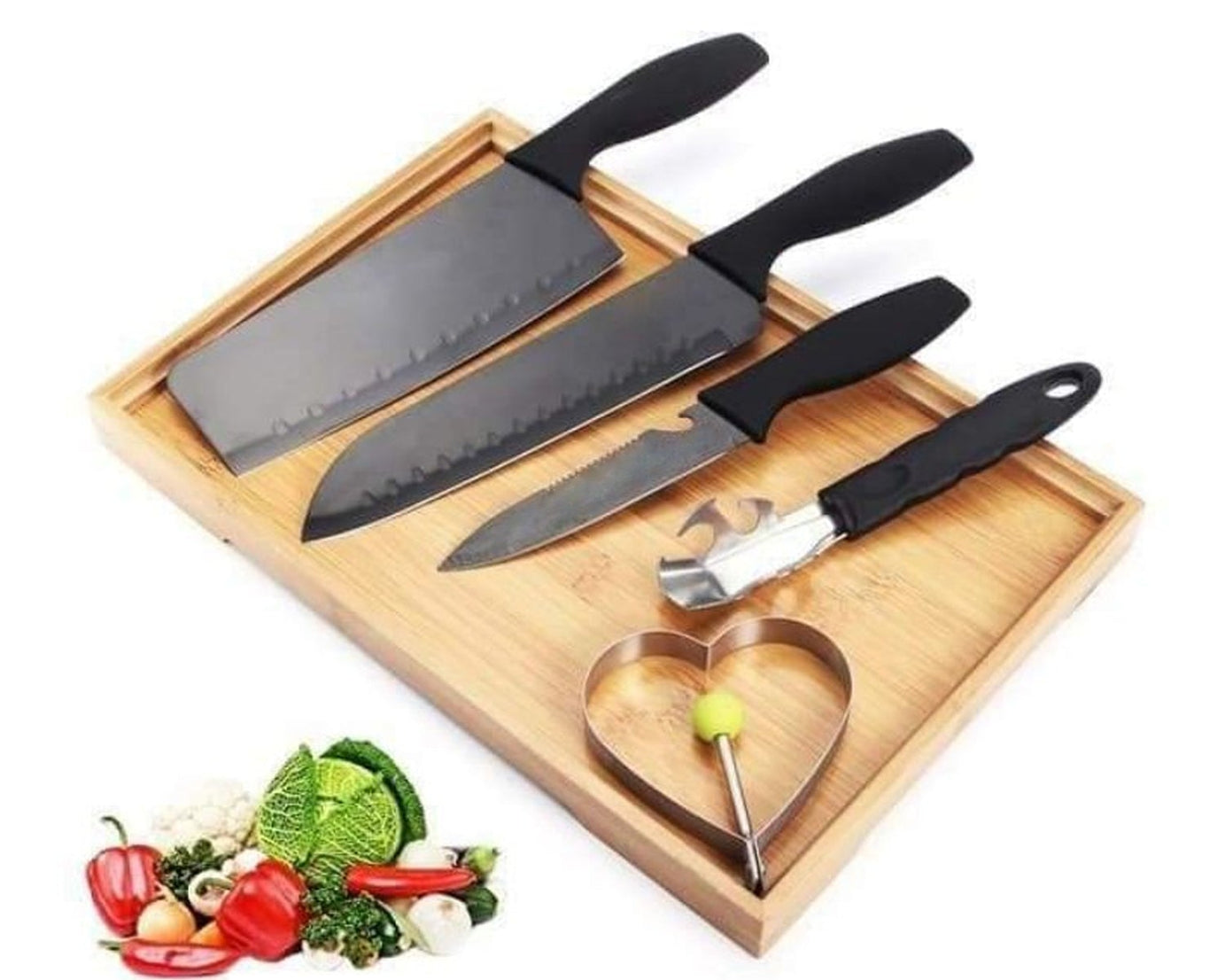 Stainless steel chef knife set, 5 pcs