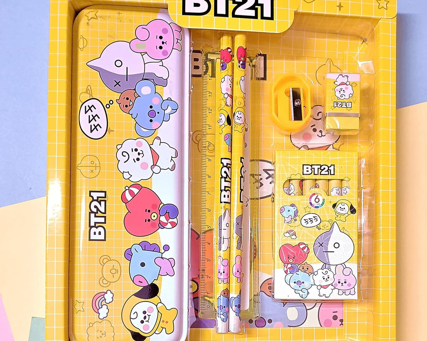 Stationery Kit for Kids - Stationery Set, Includes Metal Pencil Box, Sharpener, Pencil and Eraser Set, School Supply Set, Birthday Return Gift for Kids, Boys, Girls (12 pc Set)