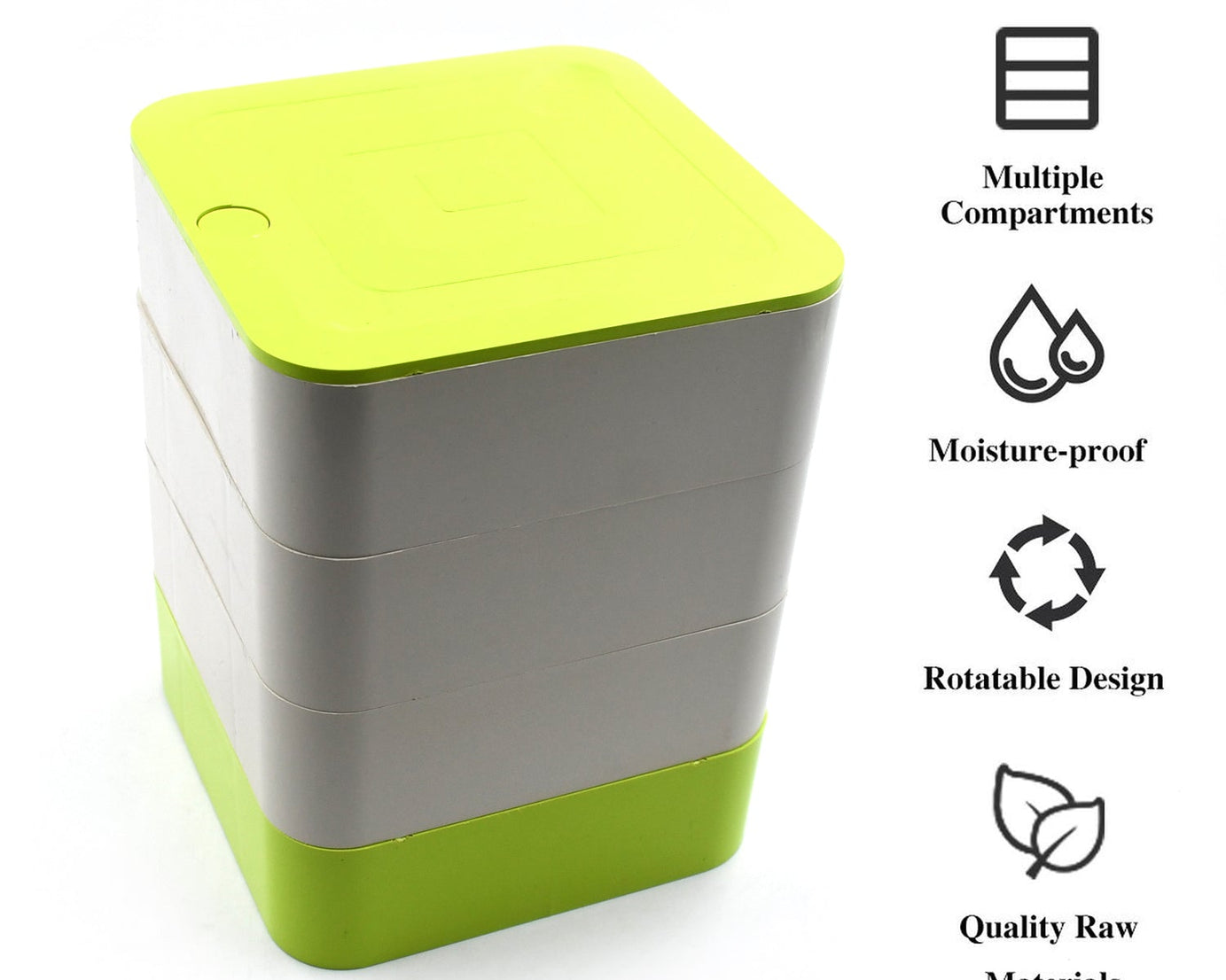 4 Layers Jewelry Box, 360 Degree Rotating Jewelry Box, Jewelry and Earring Organizer Box, Accessory Storage Box