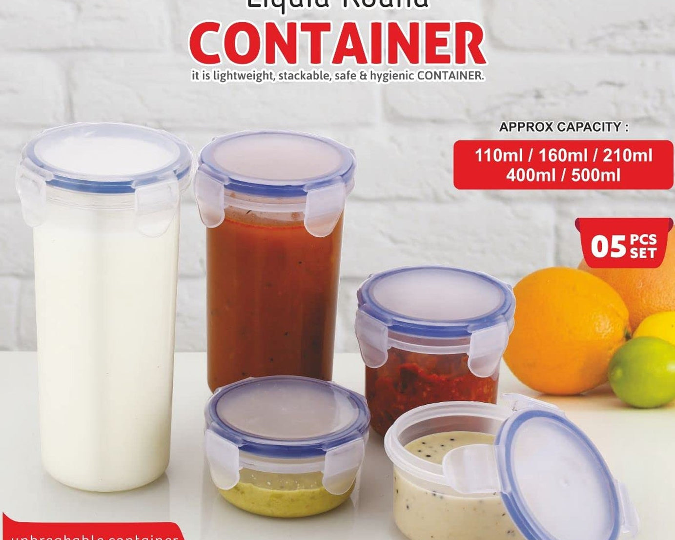 Plastic Liquid Round Airtight Food Storage Container with Leak Proof Locking Lid