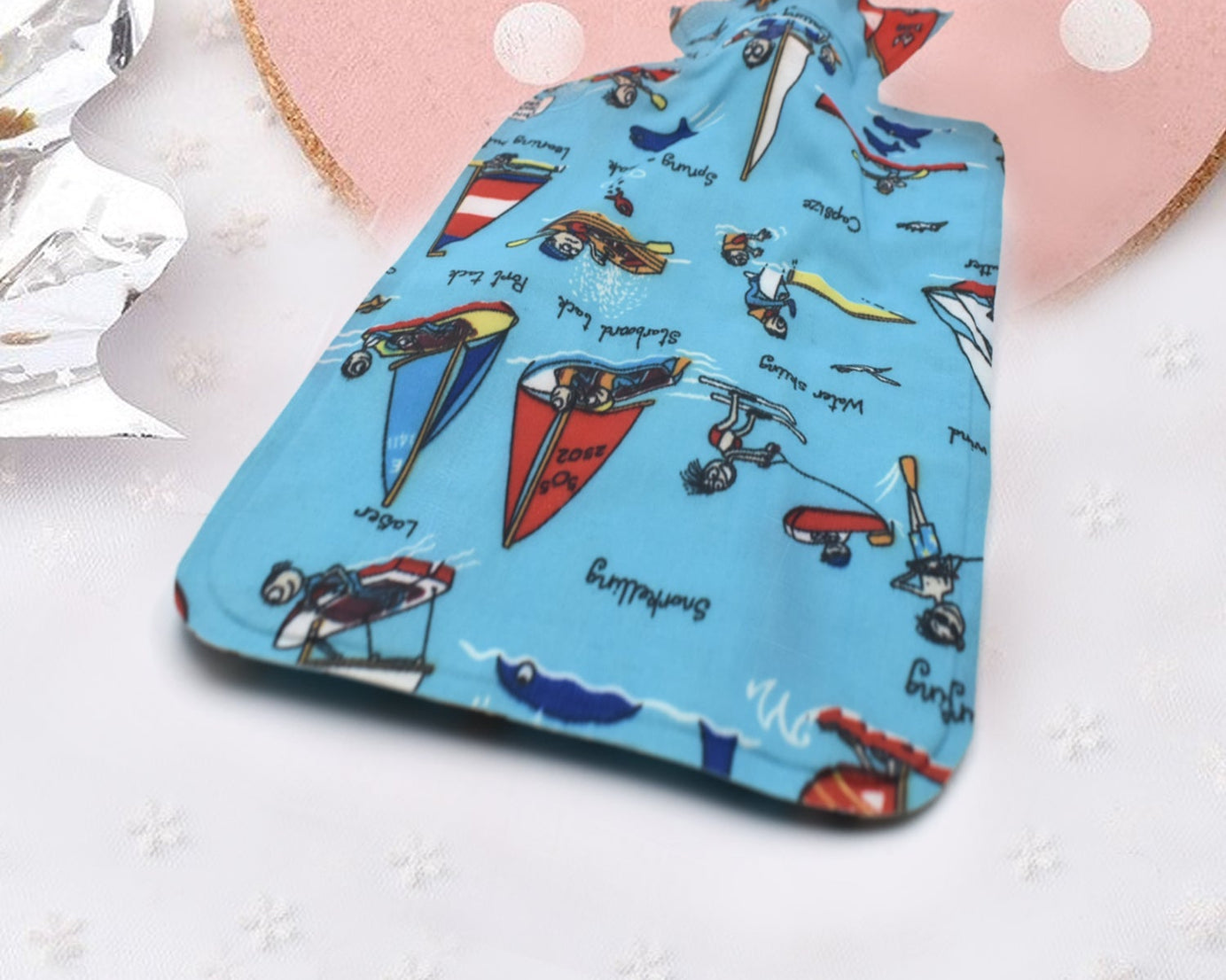 Hot water bottle with cover for soothing heat relief