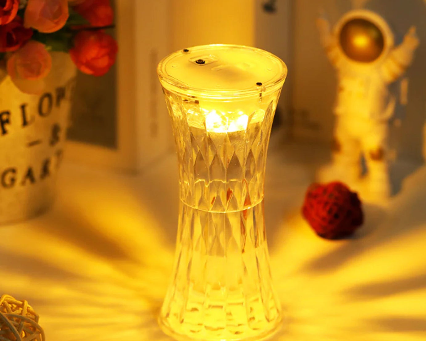 Crystal Lamp, Universal Night Light, Soft Lighting, Eye Protection for Nursery, Study, Bedroom Transparent Crystal Table Soft Lighting Multipurpose for Hotel for Office for Children's Room (12Pc MOQ)