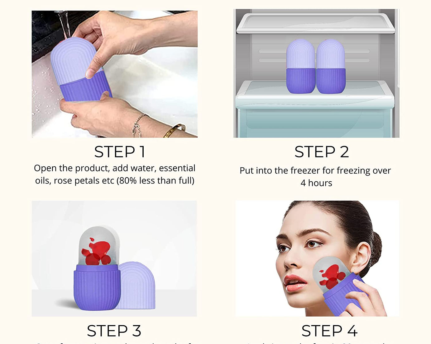 BEAUTY ICE ROLLER FOR FACE MASSAGER & EYE REUSABLE FACE ROLLERS FACIAL ROLLER ( Purple Color)