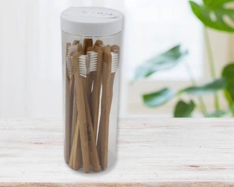 Bamboo Wooden Toothbrush Soft Toothbrush Wooden Child Bamboo Toothbrush Biodegradable Manual Toothbrush for Adult, Kids (15 pcs set / With Round Box)