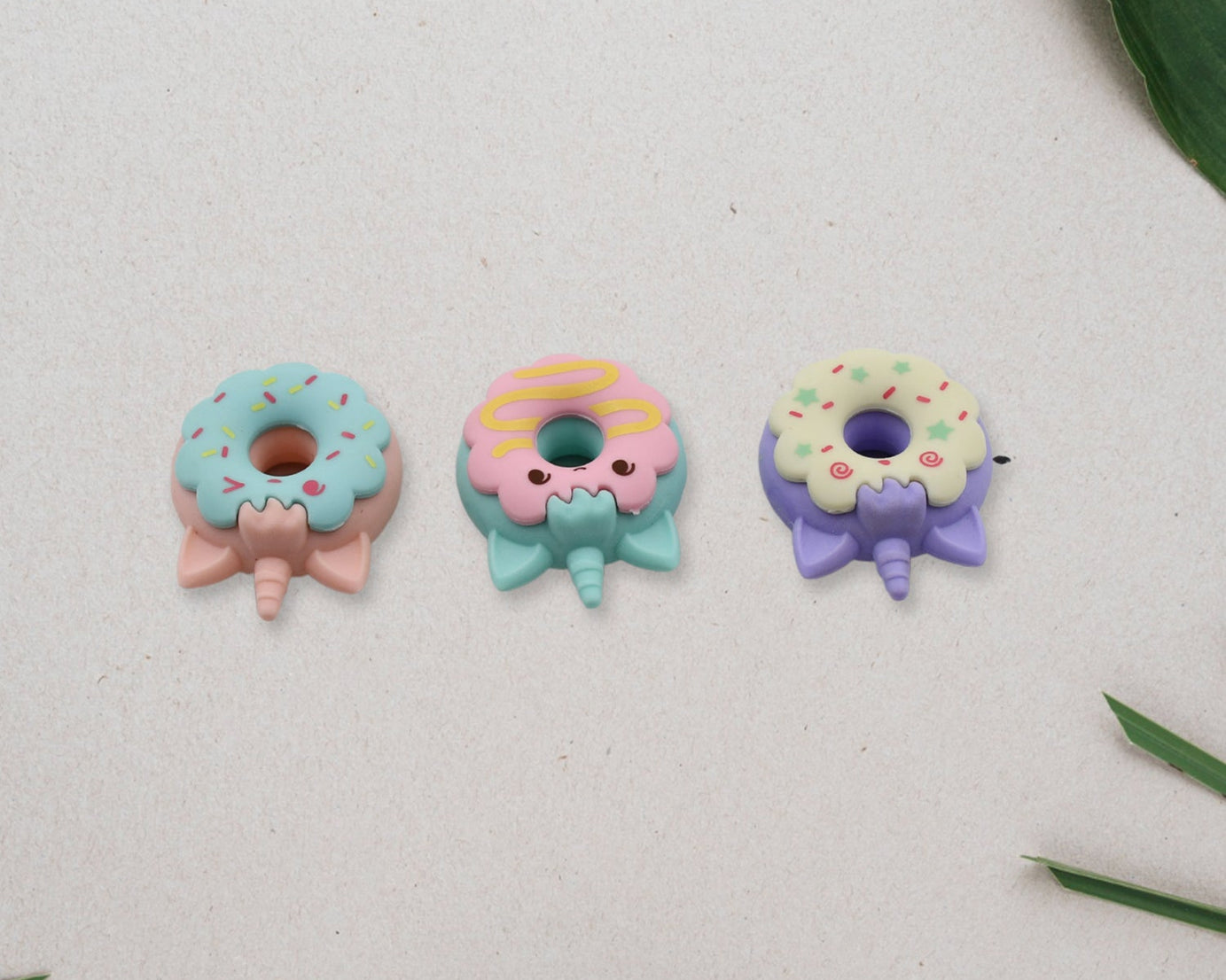 Tree Small Sized Cartoon Themed Non-Toxic Donut Erasers, School Stationery | for Kids - Boys & Girls | Birthday Gift |Return Gift (3pc Set)