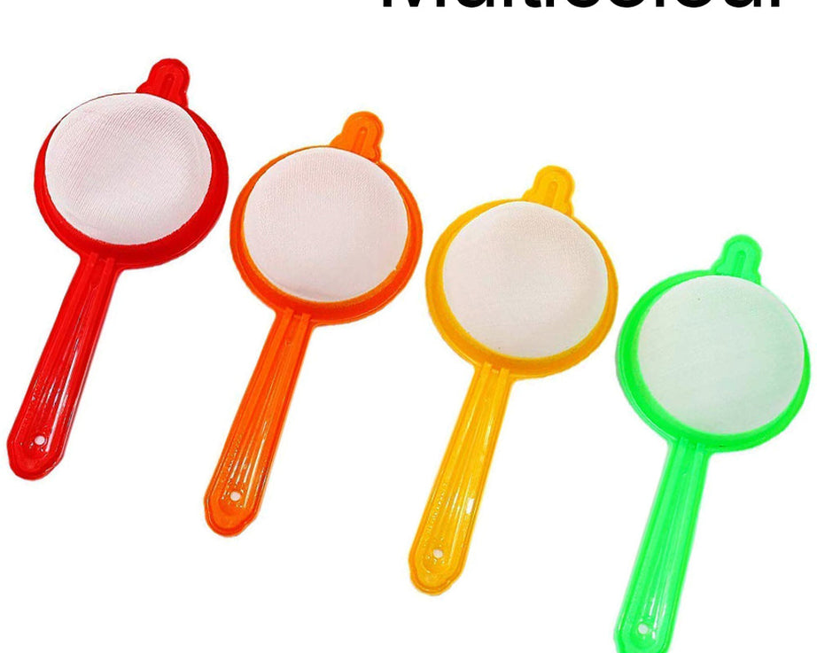 Assorted color strainers for tea and coffee, functional and fun.