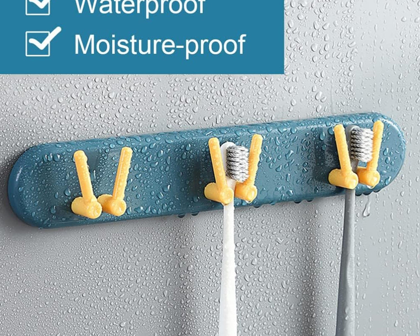 Toothbrush Holder Plastic Bathroom Accessories Organizer Wall Mounted Hanging Mount Shelf & Hooks (1pc)