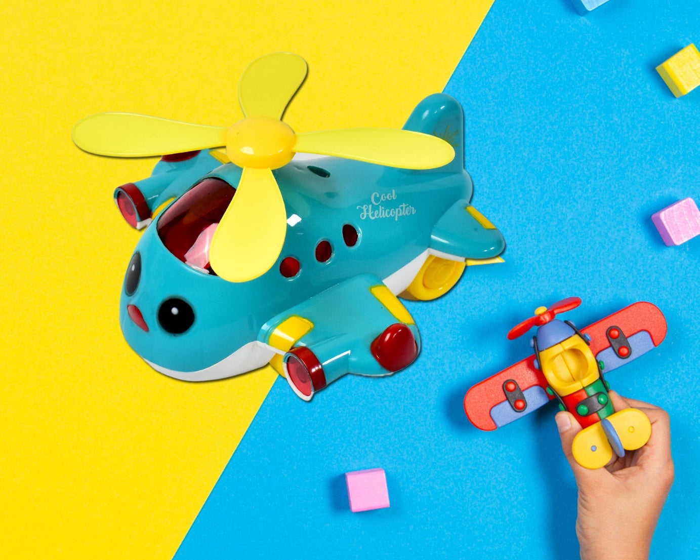 Colorful toy airplane with lights