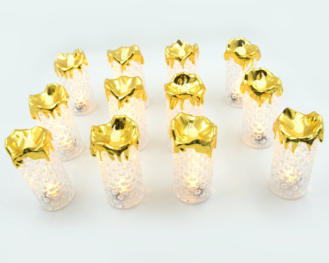 Gold Flameless Candles LED Light Flameless and Smokeless Decorative, Candles Led Tea Light Candle Perfect for Gifting, Home, Diwali,Wedding, Christmas, Crystal Candle Lights, Table Decorations (12 Pc MOQ)