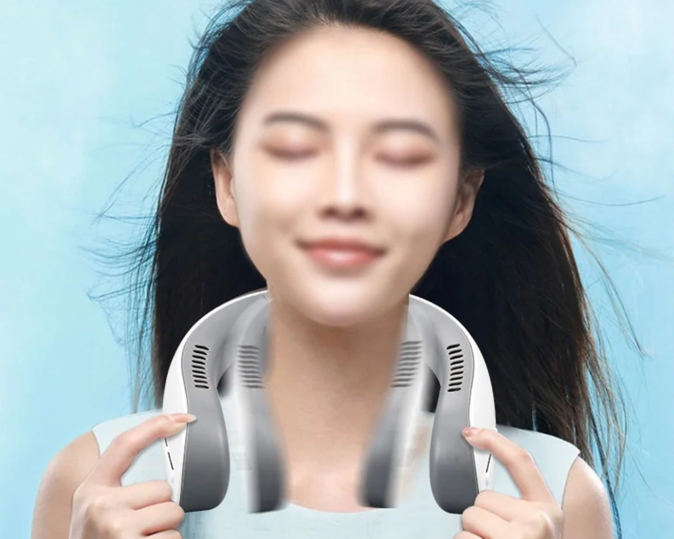 Neck Fan, Portable and Wearable Personal Fan, USB Rechargeable, Headphone Design, Neckband Fan with 3 Speeds, suitable for outdoor family sports travel