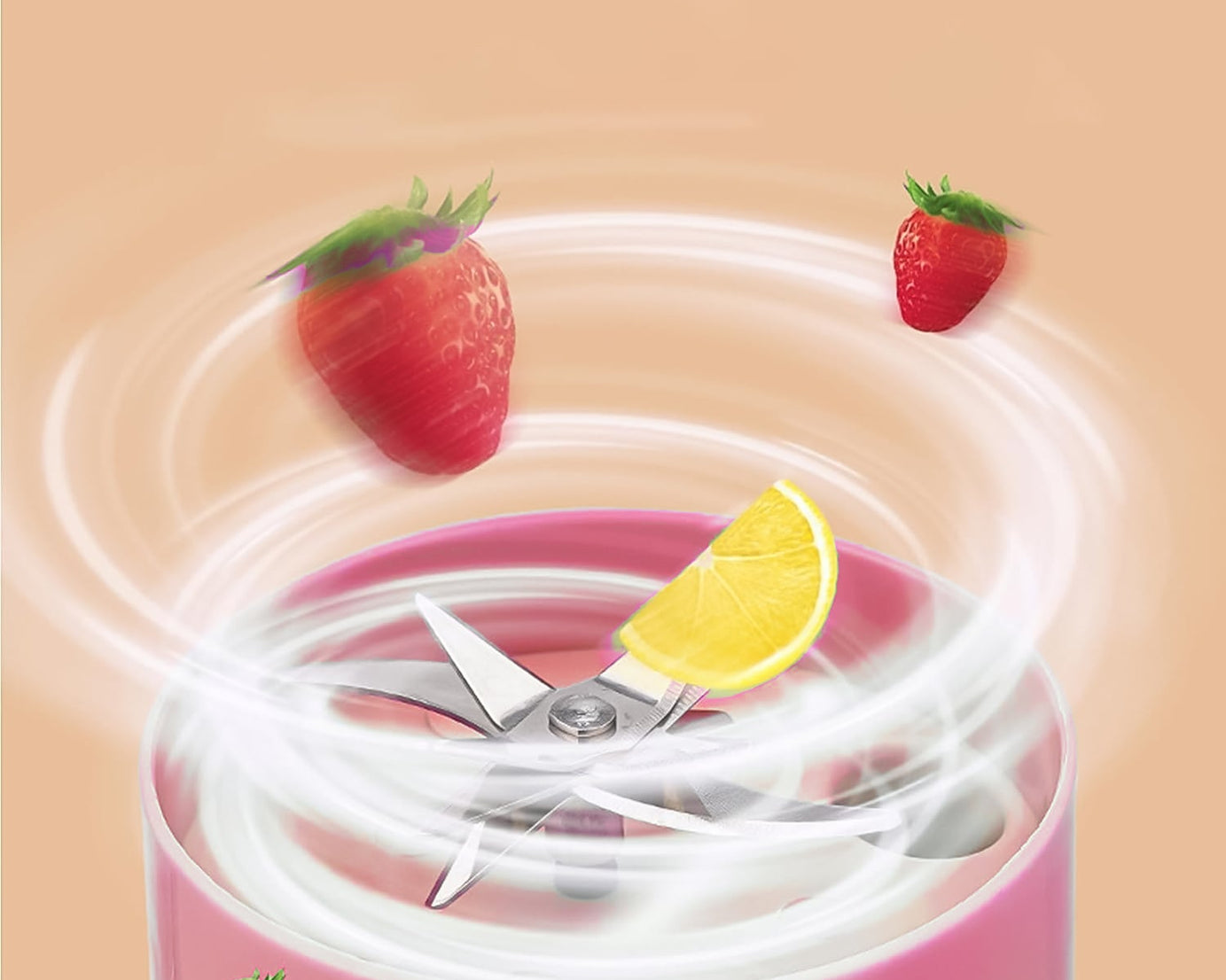 Portable Crusher Juicer With Handle & Straw, USB Rechargeable 6 Blades (420 ML)