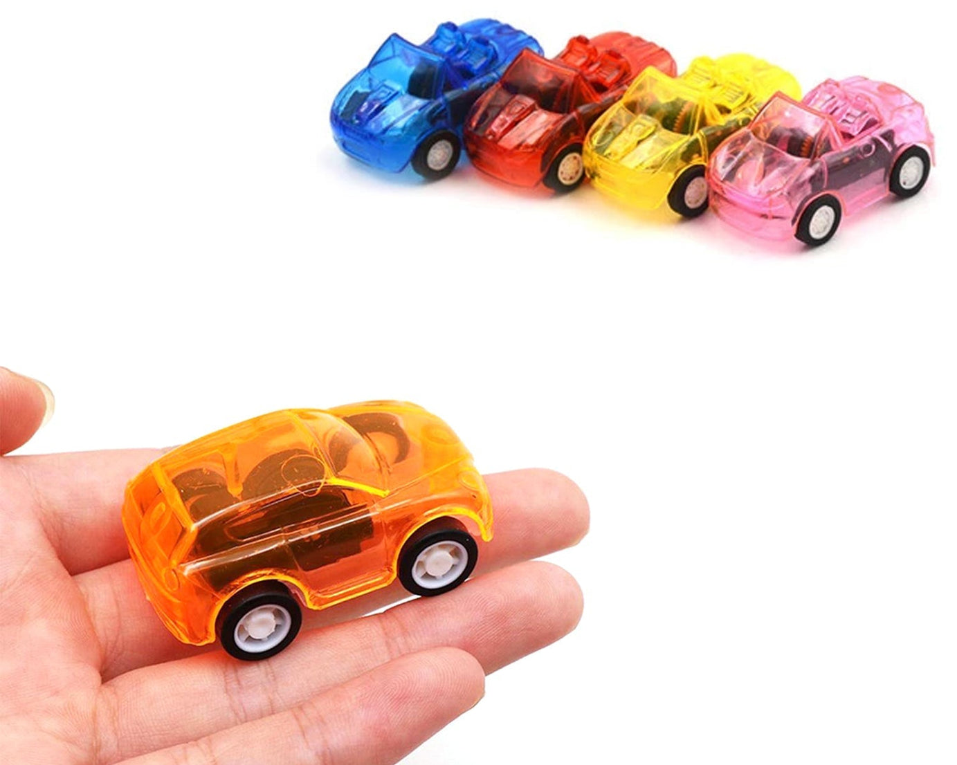 Pull back car toy for children’s fun.