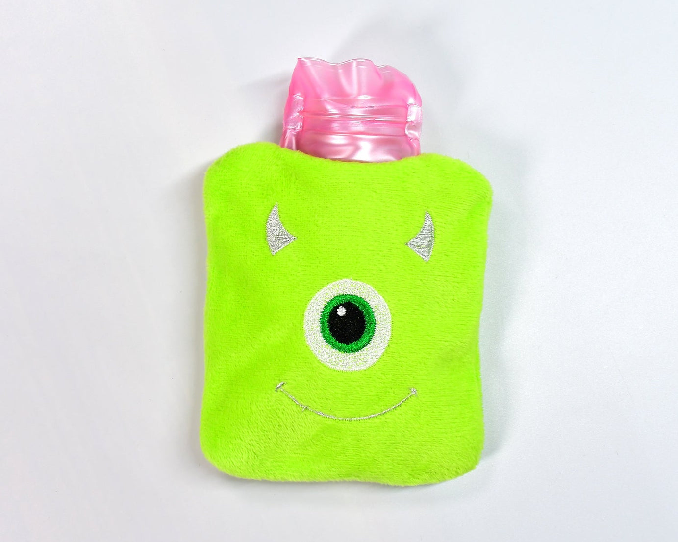 Green One-Eyed Monster Print Small Hot Water Bag with Cover for Pain Relief