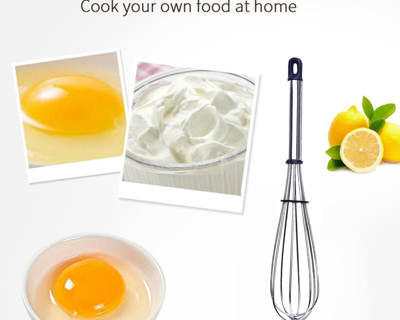 Whisk with ergonomic handle and practical size