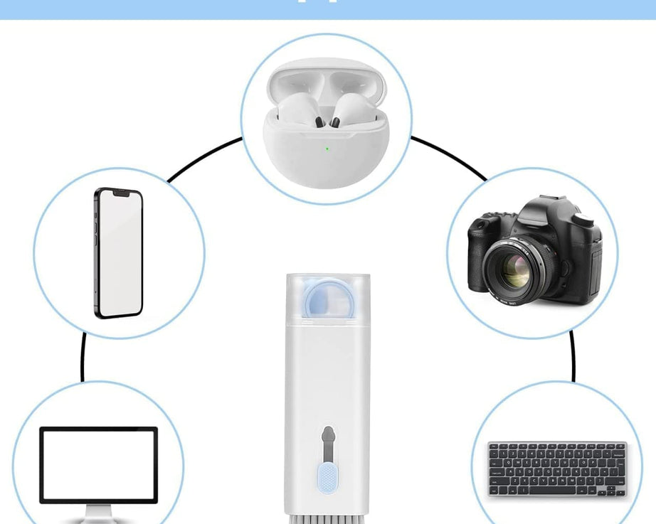 7 in 1 Electronic Cleaner kit, Cleaning Kit for Monitor Keyboard Airpods, Screen Dust Brush Including Soft Sweep, Swipe, Airpod Cleaner Pen, Key Puller and Spray Bottle   02