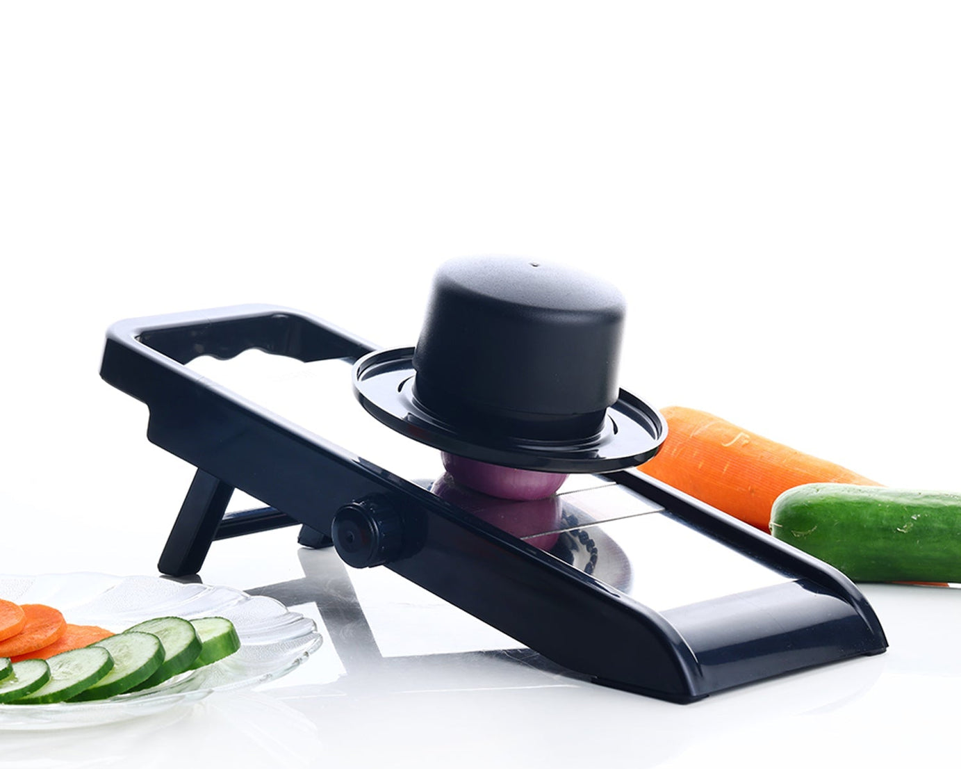 Potato and onion slicer and grater, multipurpose, adjustable for chips.